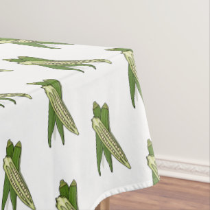 Okra cartoon illustration tablecloth