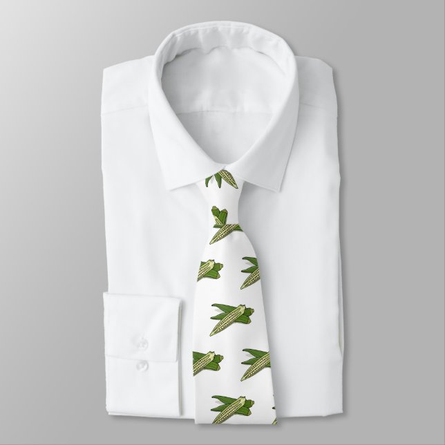 Okra cartoon illustration tie (Tied)