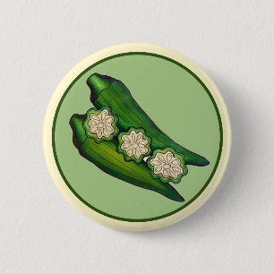 Okra Pods Veggie Vegetable Gumbo Southern Food 6 Cm Round Badge