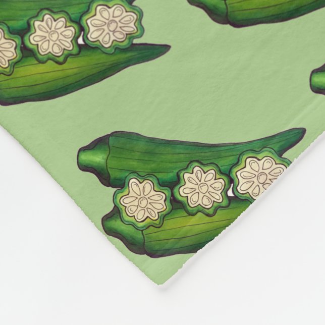 Okra Pods Veggie Vegetable Gumbo Southern Food Fleece Blanket (Corner)