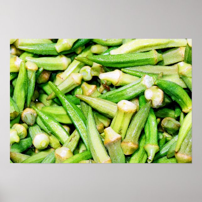 okras green vegetables still life poster (Front)