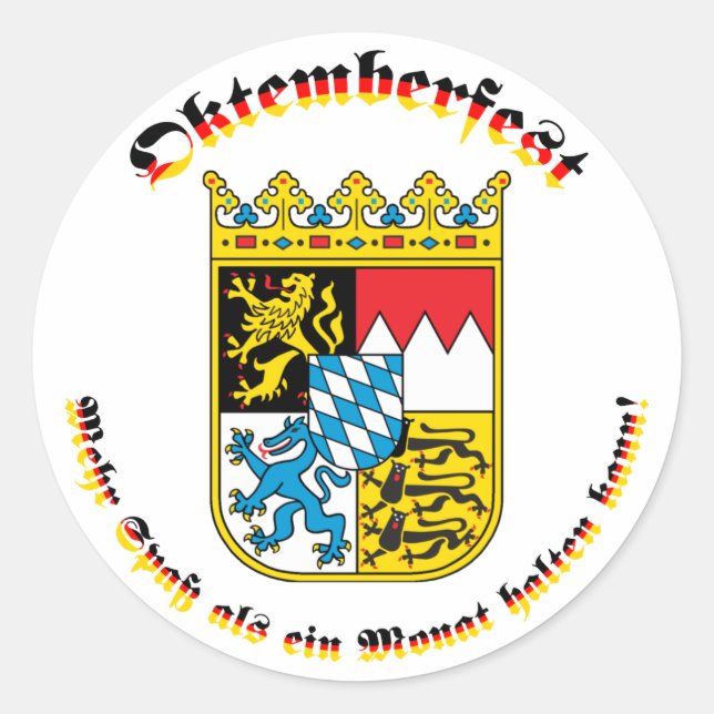 Oktemberfest mit bayrischem Wappen Classic Round Sticker (Front)