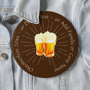 Oktoberfest 20xx Beer Glasses Brown Sunburst 6 Cm Round Badge