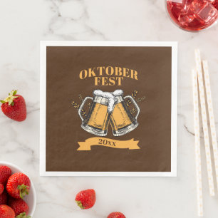 Oktoberfest 20xx Year Steins Brown Beer Party Napkin