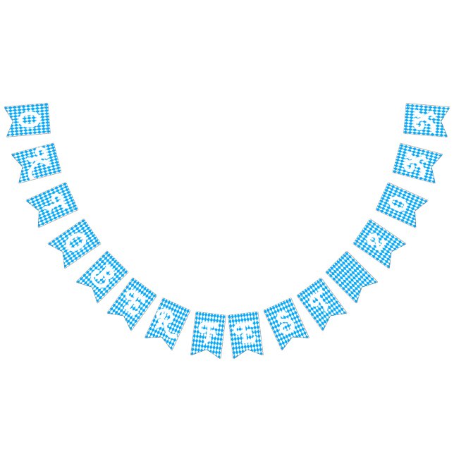Oktoberfest Add Year Blue White Diamonds Pattern Bunting (All)