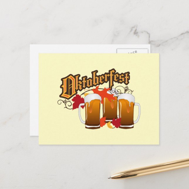 Oktoberfest Autumn Beer Postcard (Front/Back In Situ)