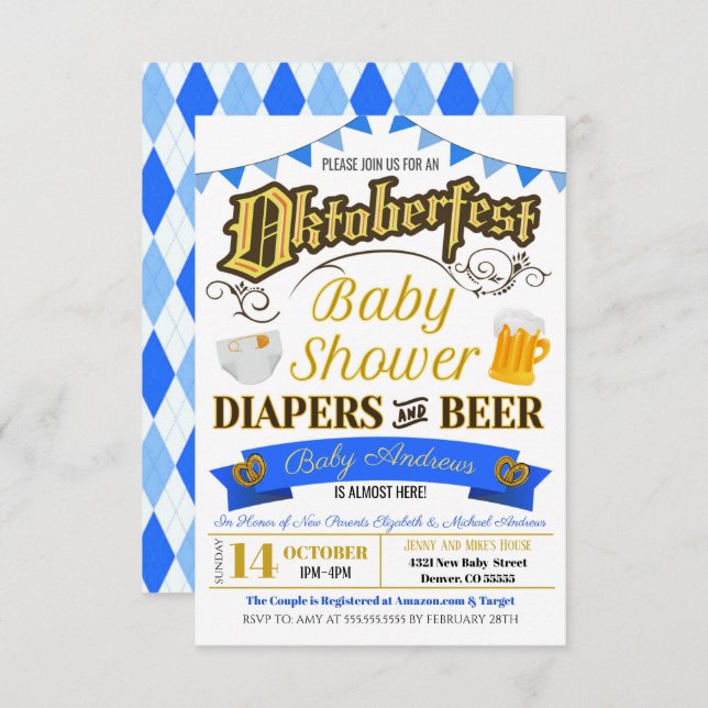 Oktoberfest Baby Shower Invite (Front/Back)