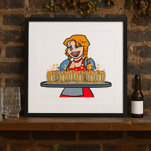 Oktoberfest Barmaid Serving Drinks Poster