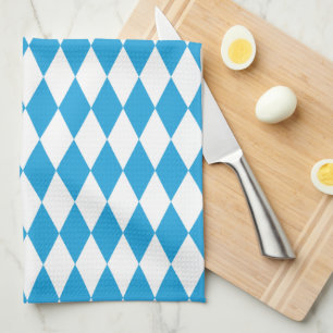 Oktoberfest Bavarian Blue and White Large Diagonal Tea Towel