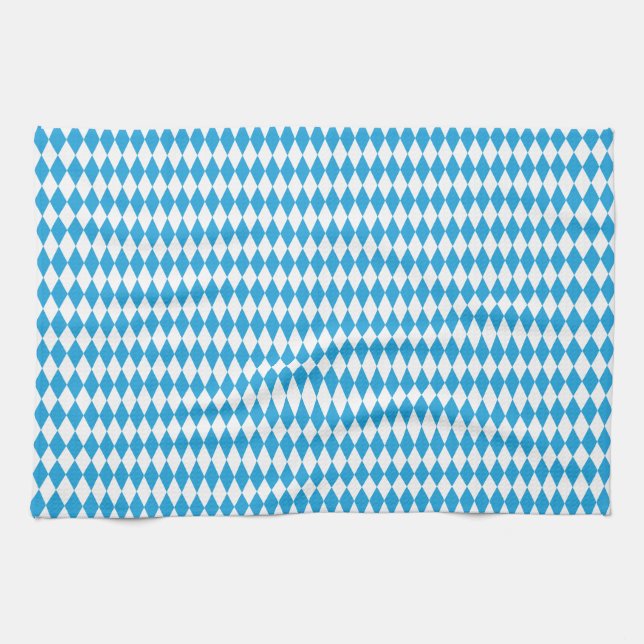 Oktoberfest Bavarian Blue and White Medium Pattern Tea Towel (Horizontal)