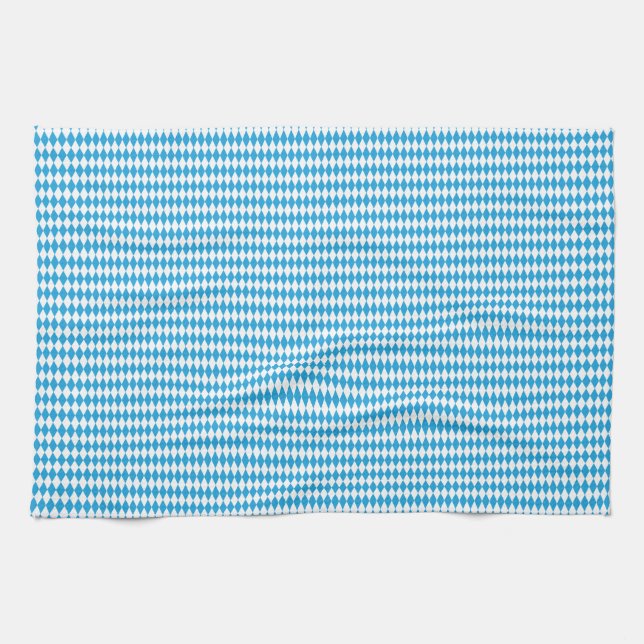 Oktoberfest Bavarian Blue and White Small Diagonal Tea Towel (Horizontal)