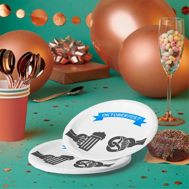 Oktoberfest Beer And Pretzel Paper Plate (Creator Uploaded)