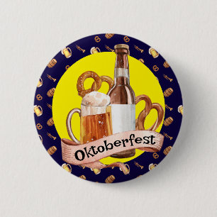 Oktoberfest Beer And Pretzels  6 Cm Round Badge