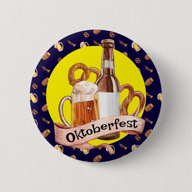 Oktoberfest Beer And Pretzels  6 Cm Round Badge (Front)