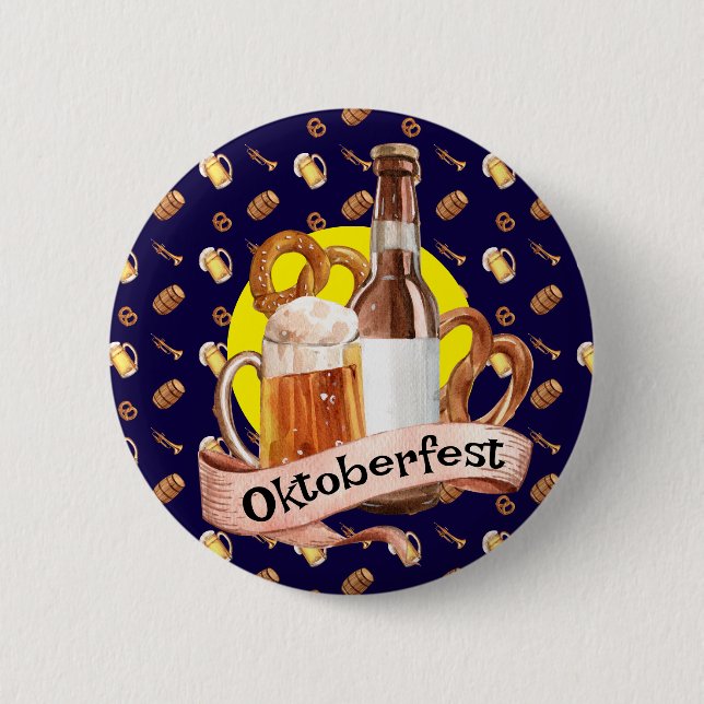 Oktoberfest Beer And Pretzels  6 Cm Round Badge (Front)