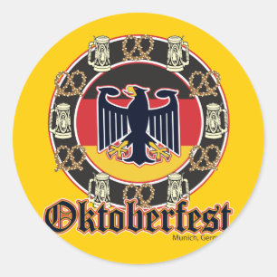 Oktoberfest Beer and Pretzels Classic Round Sticker