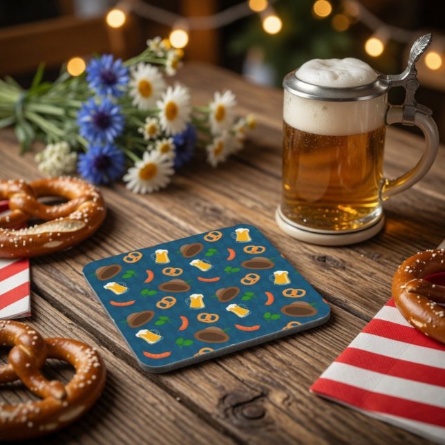 Oktoberfest Beer Bavarian Pattern  Coaster (Creator Uploaded)