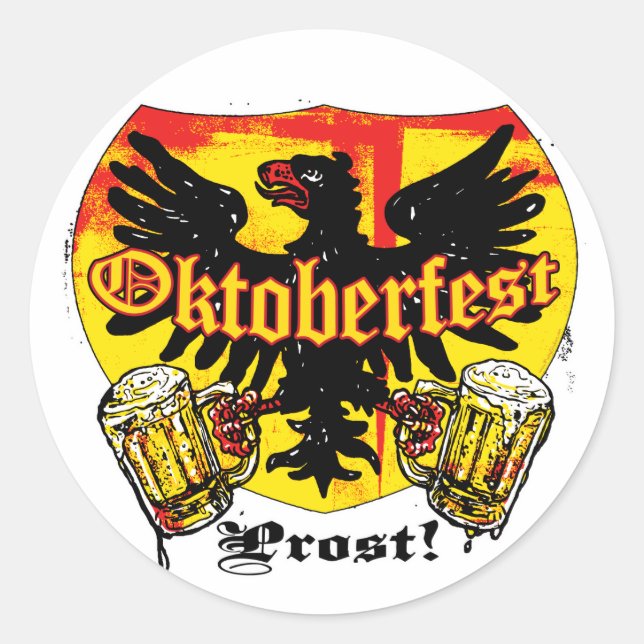 Oktoberfest Beer Drinking Team Shirts and Gifts Classic Round Sticker (Front)