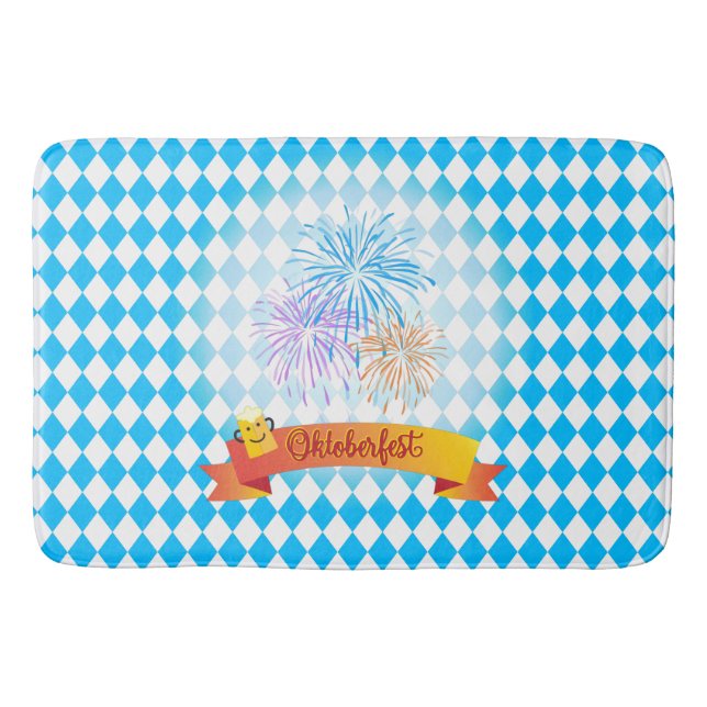 OKTOBERFEST beer festival decoration Blue pattern  Bath Mat (Front)