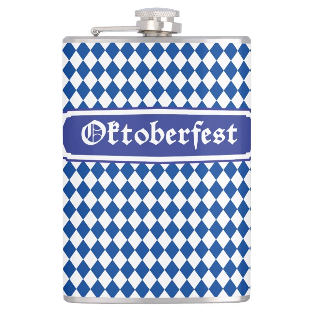OKTOBERFEST beer festival decoration Blue pattern  Hip Flask (Front)