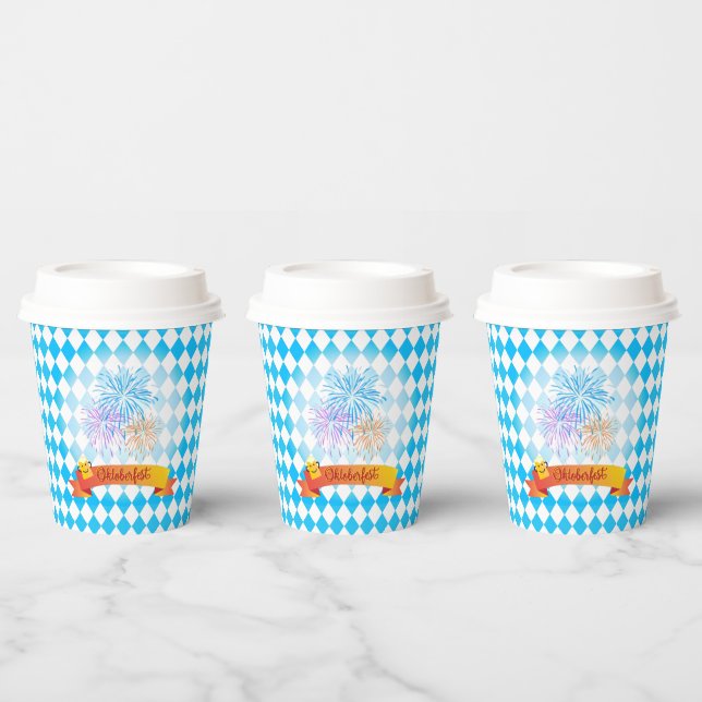 OKTOBERFEST beer festival decoration Blue pattern  Paper Cups (Multi)