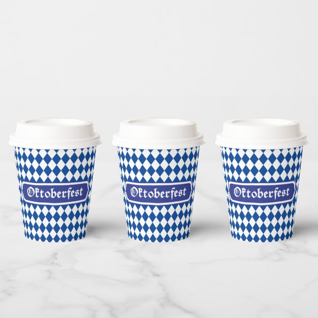 OKTOBERFEST beer festival decoration Blue pattern  Paper Cups (Multi)