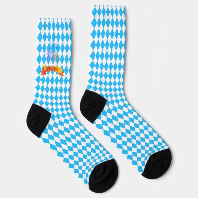 OKTOBERFEST beer festival decoration Blue pattern Socks (Right)