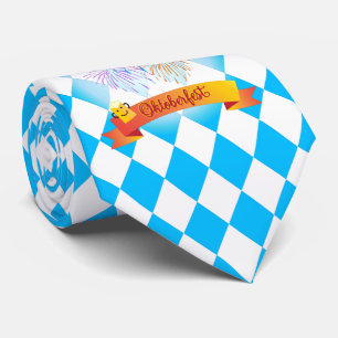 OKTOBERFEST beer festival decoration Blue pattern Tie