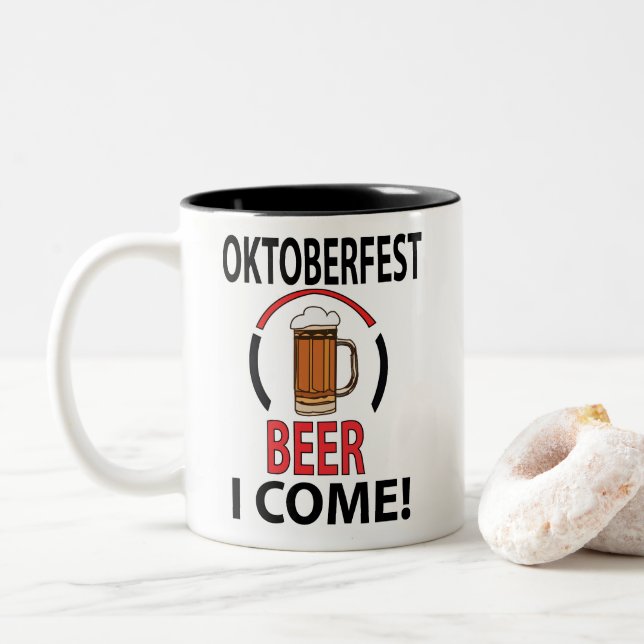 Oktoberfest Beer Festival Funny Two-Tone Coffee Mug (With Donut)