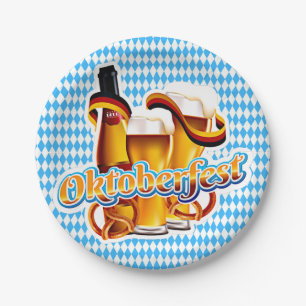 Oktoberfest Beer Festival German Bavarian Colours Paper Plate