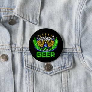 Oktoberfest Beer Festival Neon on Black 7.5 Cm Round Badge