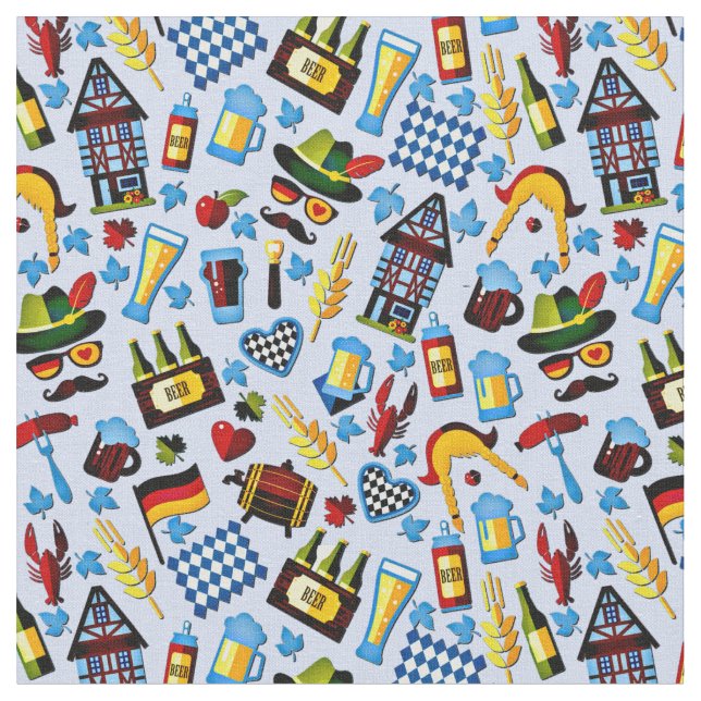 Oktoberfest Beer Festival on pale blue Fabric (Close Up)