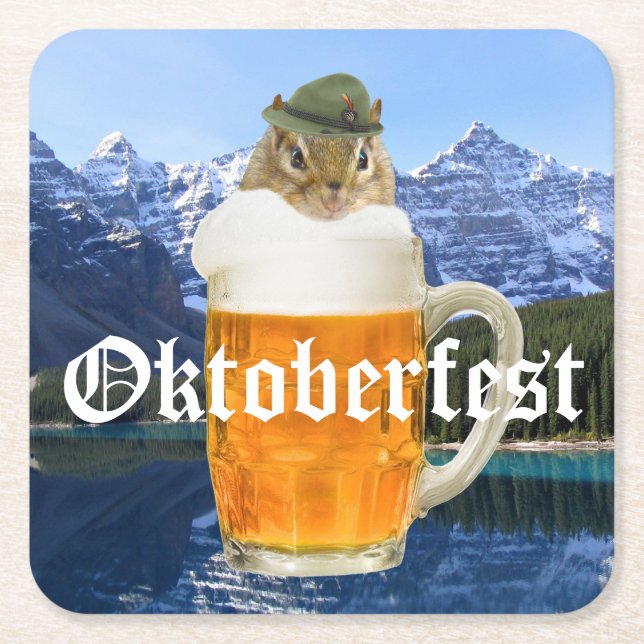 Oktoberfest Beer Festival Party Animal Square Paper Coaster (Front)