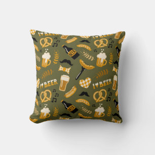 Oktoberfest Beer Food Seamless Pattern Cushion