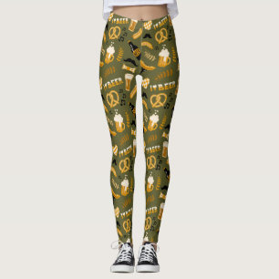 Oktoberfest Beer Food Seamless Pattern Leggings