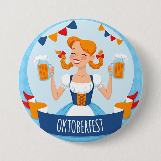 Oktoberfest Beer Girl Button (Front)