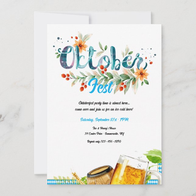 Oktoberfest Beer Invitation (Front)