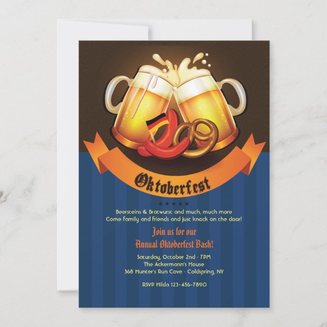 Oktoberfest Beer Mugs Invitation (Front)