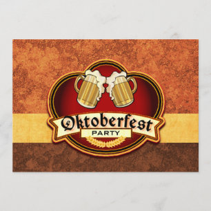 Oktoberfest Beer Party Double Mug Toast Custom Invitation