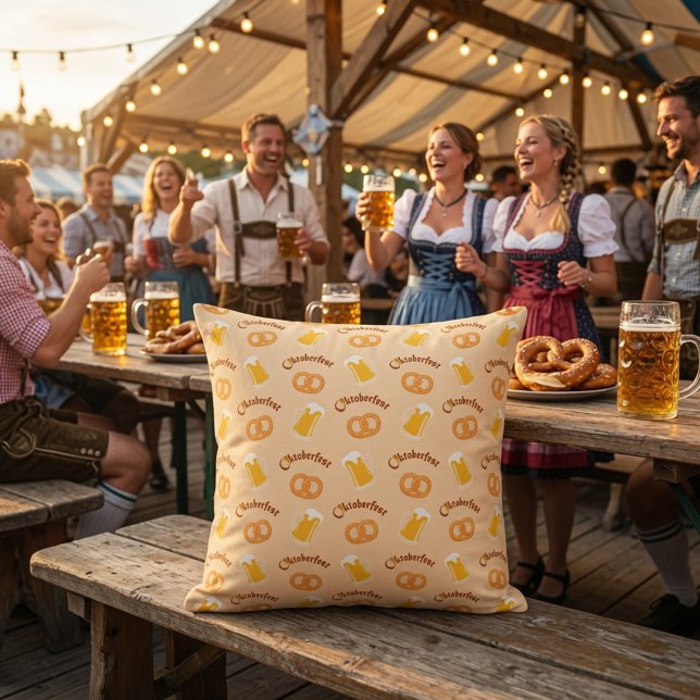 Oktoberfest Beer& Pretzel Pattern  Cushion (Creator Uploaded)