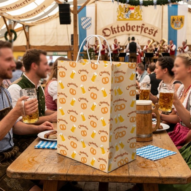 Oktoberfest Beer&Pretzel Pattern  Medium Gift Bag (Creator Uploaded)