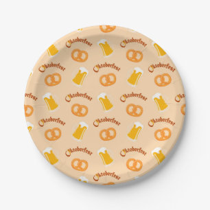 Oktoberfest Beer&Pretzel Pattern  Paper Plate