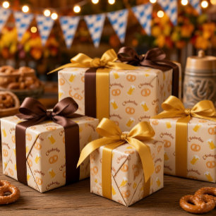 Oktoberfest Beer&Pretzel Pattern Wrapping Paper