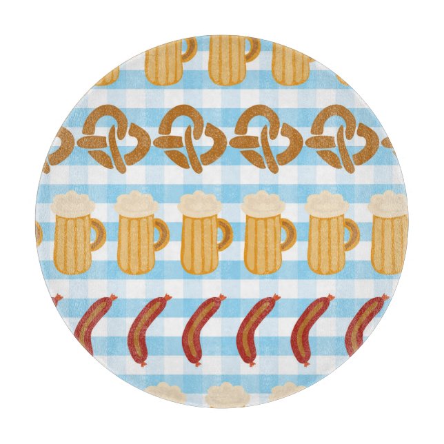 Oktoberfest: beer, pretzel, sausage pattern cutting board (Front)