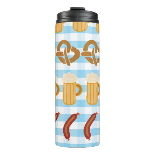 Oktoberfest: beer, pretzel, sausage pattern thermal tumbler