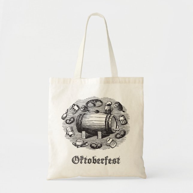 Oktoberfest Beer & Pretzel Tote Bag (Front)