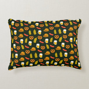 Oktoberfest Beer, Pretzel, Wheat, Sausage Decorative Cushion