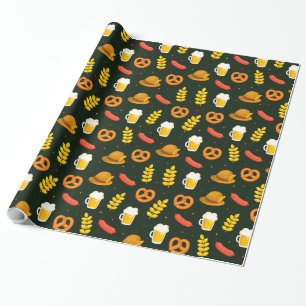 Oktoberfest Beer, Pretzel, Wheat, Sausage Wrapping Paper