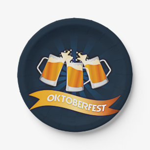 Oktoberfest Beer Steins Celebrations Party 7" Paper Plate