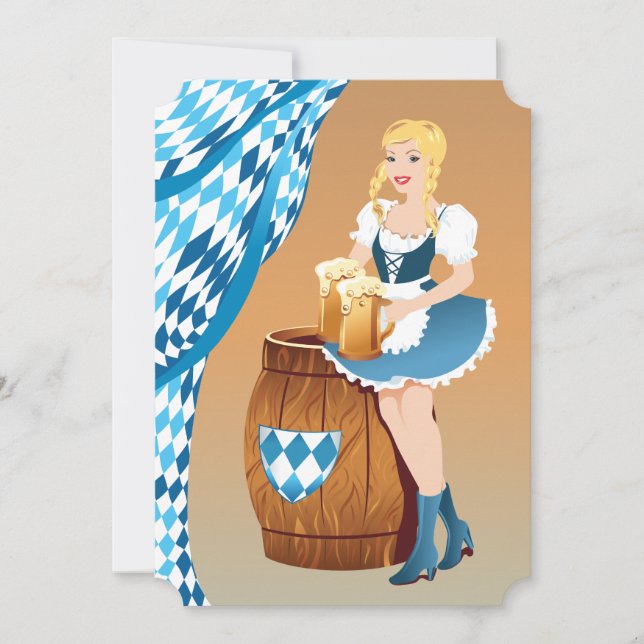 oktoberfest blonde beer girl invitation (Front)